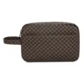 Trousse de toilette pour homme en PU portable voyage d'affaires grand sac à main. - Marron