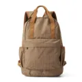 Brown grid oxford cloth backpack lightweight casual daypack large capacity tote bag - Tan