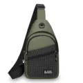 Herren grüne Leinwand Brusttasche Sport Sling Rucksack Freizeit Multi-Pocket Umhängetasche - Armeegrün