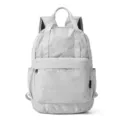 Lightweight grey grid backpack, casual daypack with top handles and comfortable straps for daily use. - Gray