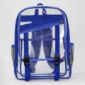 Transparenter PVC Rucksack für Schule und Stadion mit blauem Besatz und Gurten - Blau