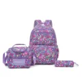 Mochila escolar de graffiti de dibujos animados morados estilo coreano conjunto de tres piezas - Púrpura