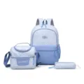 Conjunto de mochila escolar con estampado de leopardo 3 piezas para estudiantes, azul. - Azul