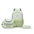 Mochila escolar ligera con estampado de leopardo verde, juego de 3 piezas con lonchera y estuche - Verde