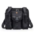 Bolso bandolera táctico negro con múltiples bolsillos bolso mensajero de exterior. - Negro