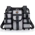 Bolso de pecho táctico multifuncional bolsa de hombro gris con múltiples bolsillos - Gris