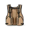 Khaki tactical vest chest bag, multi-functional sleeveless sportswear with black straps. - Khaki