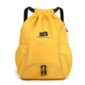 Gele trekkoord sportrugzak met zwarte bandjes, grote oxford fitness bag voor outdoor. - Geel
