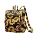 Zaino da donna nero elegante con stampa di girasole borsa a spalla casual nuovo - Stile 8