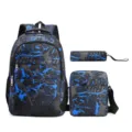 Freizeitschulrucksack 3er-Set für Studenten, großes Reise-Schulranzen-Set für Jugendliche. - Blau