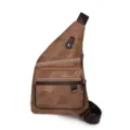 Stylish brown canvas chest bag casual multi-pocket crossbody shoulder bag for women - Brown