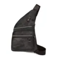 Casual canvas sling chest bag for women, stylish crossbody backpack for daily travel. - Black