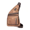 Casual canvas sling bag crossbody chest bag for women vintage style daily travel shoulder bag - Brown
