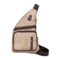 Casual canvas sling bag for women, stylish crossbody chest bag with multi-pockets. - Khaki