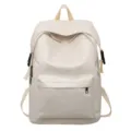 Sac à dos beige minimaliste grande capacité cartable décontracté pour voyage et étudiants. - Blanc