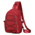 Rote Nylon Sling Brusttasche Freizeit Crossbody Rucksack für Damen und Herren im Alltag - Rot