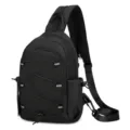 Schwarzer Nylon Sling-Rucksack für Damen und Herren, multifunktionale Freizeittasche. - Schwarz