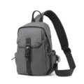 Γκρι αδιάβροχη τσάντα στήθους sling bag για άνδρες, casual τσάντα χιαστί με ρυθμιζόμενο λουράκι. - Γκρι