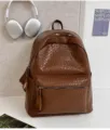 Brauner gewebter PU Leder Rucksack Freizeit Reise Schultasche fuer Damen und Herren - Gelbbraun