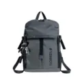Dunkelgrauer großer Business Freizeit Rucksack mit Anhänger und seitlichen Netztaschen. - Bärenanhänger / Dunkelgrau