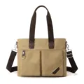 Lässige Canvas Tragetasche für Damen und Herren, große Kapazität Schultertasche Alltag. - Horizontal / Horizontal Khaki
