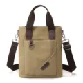 Vielseitige Segeltuch Handtasche fuer Damen und Herren, laessige Schulter- und Umhaengetasche. - Vertikal Khaki
