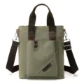 Canvas Umhängetasche für Damen und Herren, lässige Pendlertasche mit Schultergurt und Tasche. - Vertikal Armeegrün