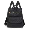 Schwarzer Damen Rucksack, lässiger Vintage-Stil, gewebte Textur, grosses Reise Kapazität Design. - Schwarz