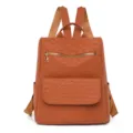 Brauner lässiger Damen Rucksack aus PU Leder mit Flechtmuster und praktischer Vordertasche - Braun