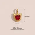 Gothischer roter Teufelsherz-Anhänger aus 18K vergoldetem Edelstahl für DIY-Schmuck - Goldener Katzenkopf Anhänger