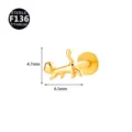 Gold F136 titanium cat shaped labret piercing stud with 4.7mm x 6.5mm dimensions - Dog (Style 4) / 1.2x6mm (Internal Thread M0.9) / Gold