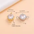 7mm ronde zirkonia connector bedeltje in goud en zilver roestvrij staal voor DIY sieraden - Platte Ring + Open Ring (01) / 7mm / Staalkleur
