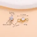 Roestvrijstalen connectoren met dubbele lus en 4mm zirkonia voor DIY-sieraden. - Platte Ring + Open Ring (01) / 4mm / Staalkleur