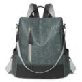 Eleganter geprägter floraler PU-Leder Damen Rucksack lässige Diebstahlsicherung graue Variante - Graublau