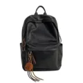 Klassischer schwarzer PU Leder Rucksack für Damen und Herren, stylische Schultasche mit Anhänger. - Einzelne Tasche / Schwarz
