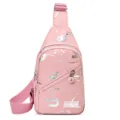 Bolso cruzado rosa para mujer, elegante bandolera con estampado plateado y correa ajustable. - Rosa Anaranjado