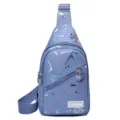 Bolso de pecho estampado azul para mujer, bandolera informal elegante con correa ajustable. - Azul