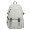 Freizeitmäßiger Rucksack im Utility-Stil mit vielen Fächern, hellgrauer Schulrucksack. - Graugrün