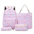 Roze 4-delige schoolrugzak set schattige studententas etui tote bag lunchbag - Roze