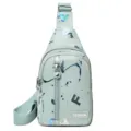 Sac bandoulière de poitrine décontracté pour femme, sac à dos élégant avec imprimé. - Vert