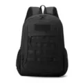 Black tactical backpack, durable multi-pocket daypack for outdoor travel and school use. - Black