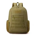 Military tactical backpack, army green travel daypack with MOLLE webbing and mesh side pockets. - Khaki