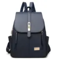 Damen dunkelblaue Kunstleder Mode Rucksack, stilvoller Freizeitrucksack für den Weg zur Arbeit. - Blau