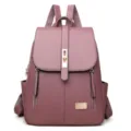 Stilvolle Damen PU Leder Rucksack Freizeit Alltag Tasche Schultertasche Rosa - Lavendel