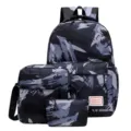 Lässiges 3-teiliges Schüler-Rucksack-Set mit Schultertasche und Etui für den Alltag - Set / Schwarz