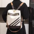 Modischer Damen PU Leder Rucksack grosse Kapazitat freizeit weisse Schultasche - Weiß