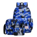 Blaues Camouflage 3-teiliges Rucksack-Set, große Kapazität Reise-Schultasche für Studenten. - Dreiteiliges Set / Blau