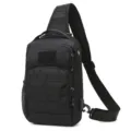 Schwarze taktische Sling Tasche Militär Brusttasche Multifunktions Outdoor Schulterrucksack - Schwarz