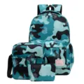 Lässiger Tarnrucksack 3-teiliges Set, große Kapazität Schultasche, Alltag und Reisen. - Dreiteiliges Set / Grün