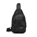 Herren Umhängetasche Camouflage Brusttasche Wasserdicht Sport Freizeittasche Schultertasche - Schwarz